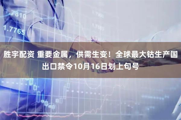 胜宇配资 重要金属，供需生变！全球最大钴生产国出口禁令10月16日划上句号